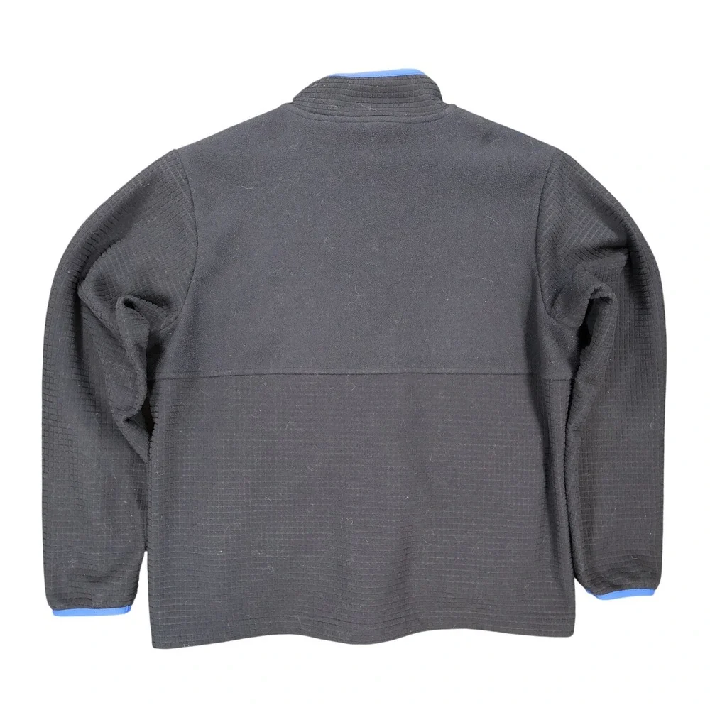 Lands' End Fleece‎ Jacket Mens Large Black Excellent Grid Texture Full Zip
